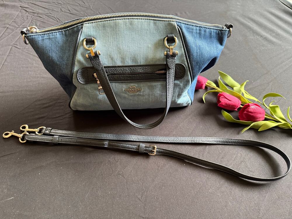 Coach 91094 Prairie Satchel Denim 2WAY Shoulder Bag Authentic Genuine